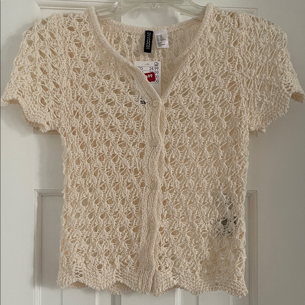 H&M Cream Crochet Knit Top